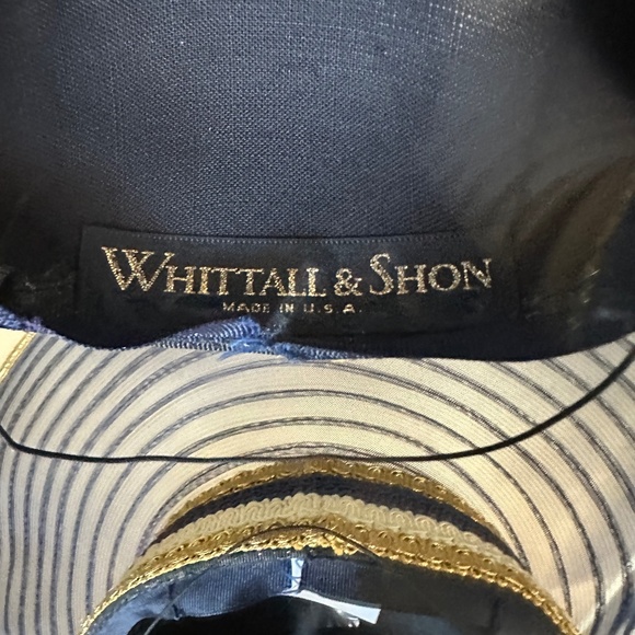 FAMOUS DESIGNER 1970s\' NAVY, WHITE & GOLD WIDE BRIM HAT + NAVY SEQUINS main image 10